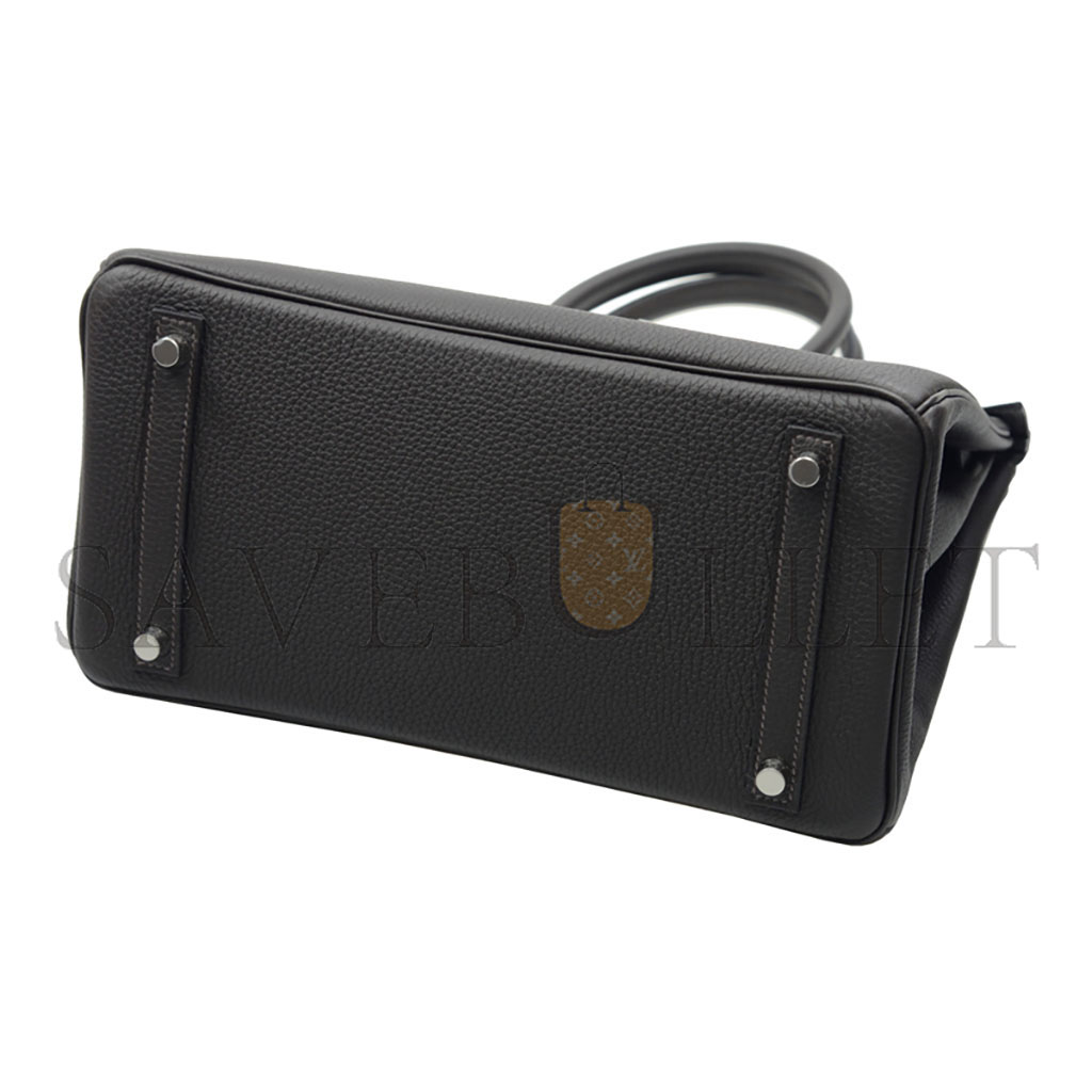 H**mes birkin 35 epsom leather black bag silver buckle bag bk303stgss (35*28*18cm)